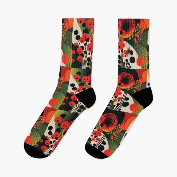 Item preview, Funky Retro Red and Green 60s/70s Pattern designed and sold by Thread Bubbler.