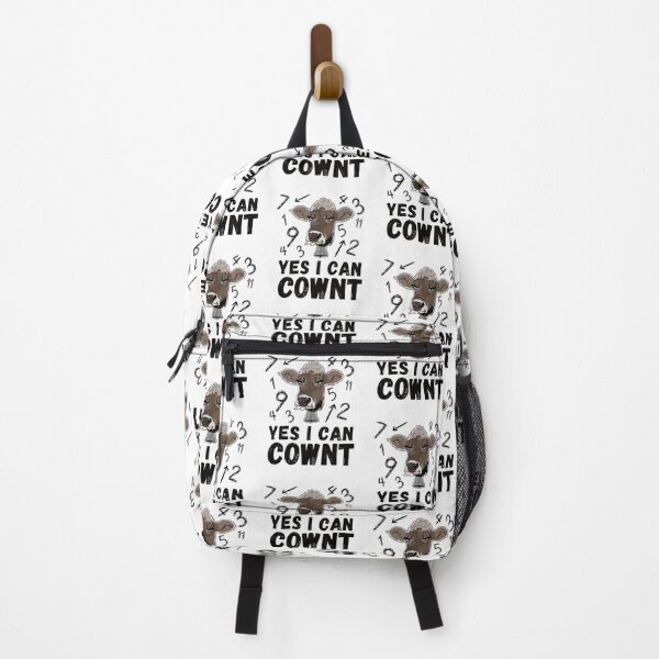 Item preview, White version of Grumpy brown farm cow can count numbers COWNT designed and sold by FarmsteadAcers.