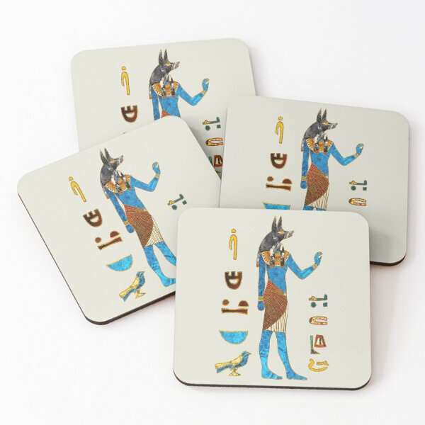Item preview, anubis egyptian gold blue and red glass designed and sold by Elliettelegaspi.