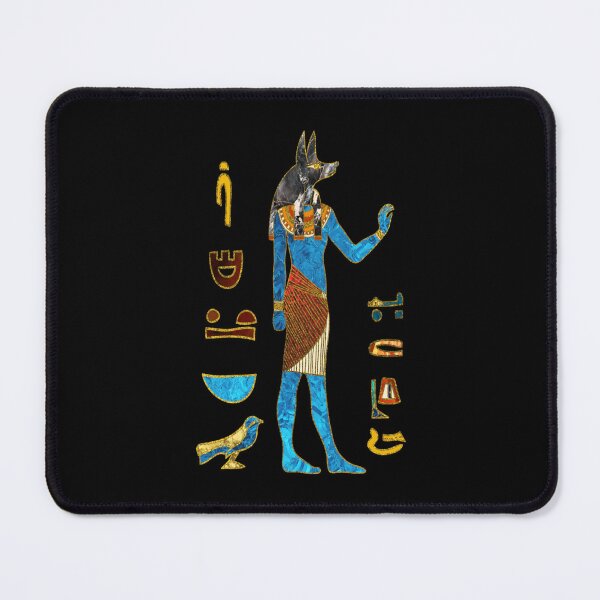 Item preview, anubis egyptian gold blue and red glass designed and sold by Elliettelegaspi.