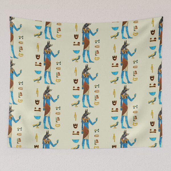 Item preview, anubis egyptian gold blue and red glass designed and sold by Elliettelegaspi.