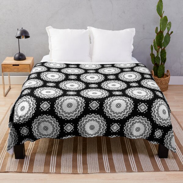 Item preview, Abstract black and white mandala shapes pattern designed and sold by mrhighsky.