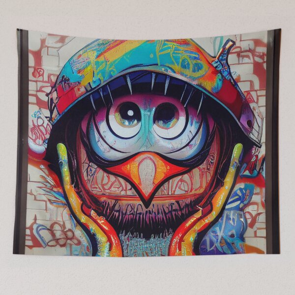 Item preview, a painting of a bird wearing a hat designed and sold by DesignAtYO.