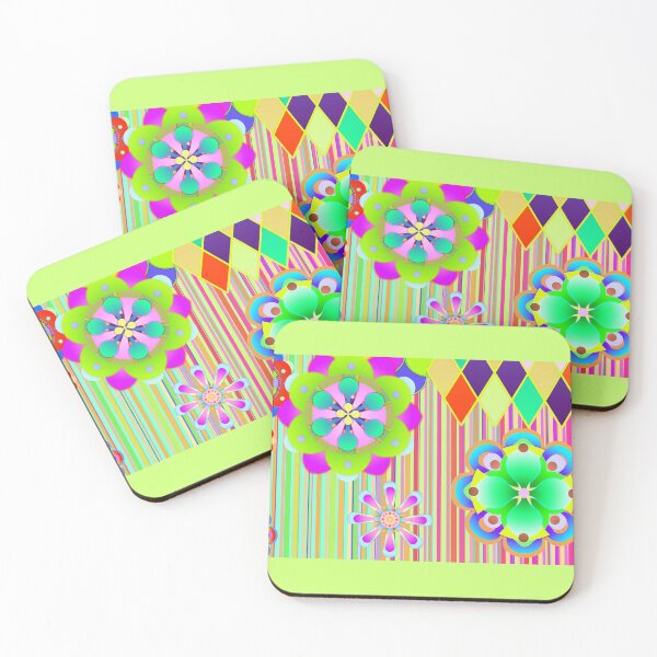 Item preview, Bright flowers, stripes and diamonds designed and sold by Maxine Gadd.