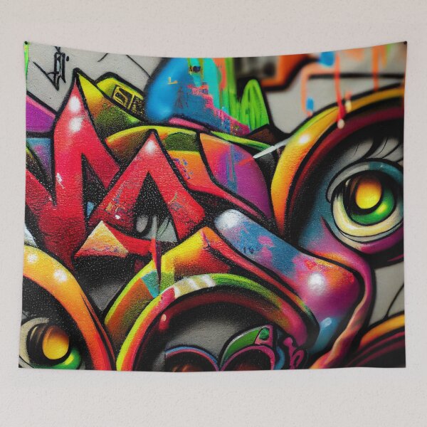 Item preview, colorful graffiti on a wall in an alley designed and sold by DesignAtYO.