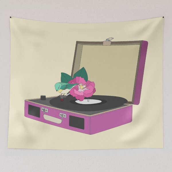 Item preview, Purple Floral Vinyl Record Player designed and sold by dailycake.