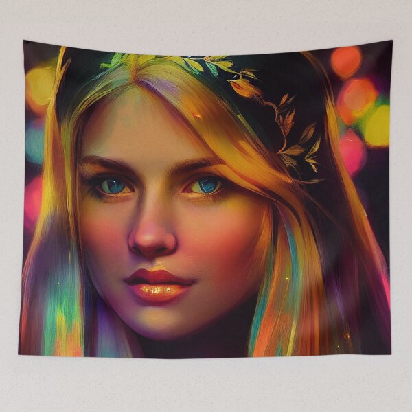 Item preview, a painting of a woman with long blonde hair designed and sold by DesignAtYO.