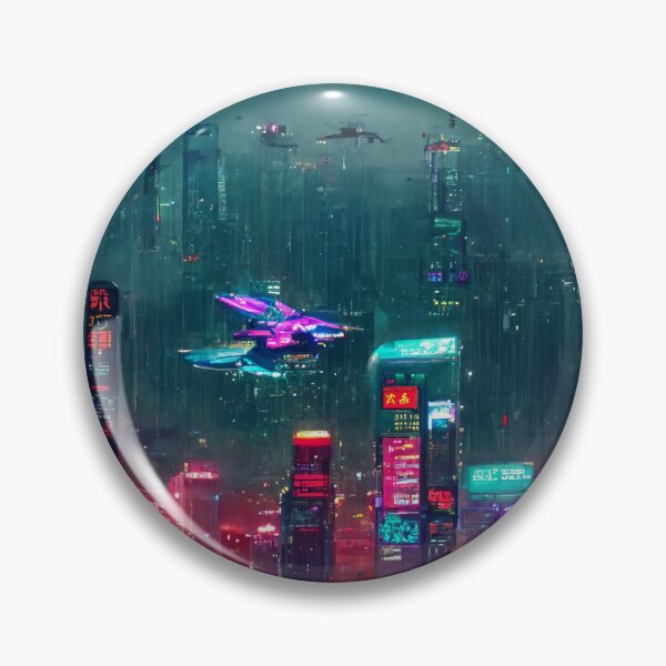 Item preview, Flight Zone - Cyberpunk Cityscape Skyline designed and sold by ArkMinted.