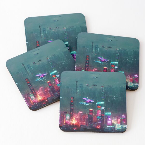 Item preview, Flight Zone - Cyberpunk Cityscape Skyline designed and sold by ArkMinted.