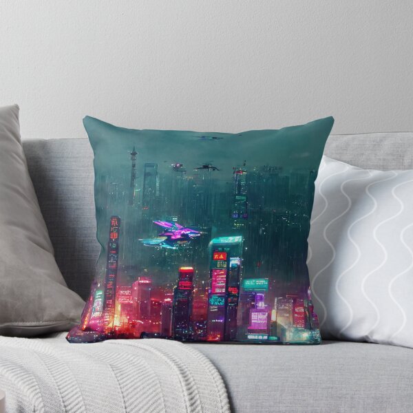 Item preview, Flight Zone - Cyberpunk Cityscape Skyline designed and sold by ArkMinted.