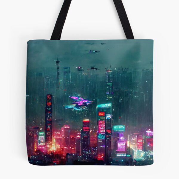 Item preview, Flight Zone - Cyberpunk Cityscape Skyline designed and sold by ArkMinted.