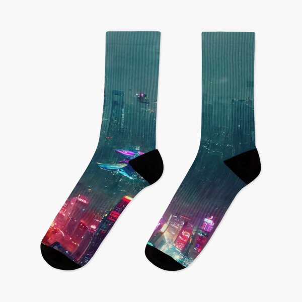 Item preview, Flight Zone - Cyberpunk Cityscape Skyline designed and sold by ArkMinted.