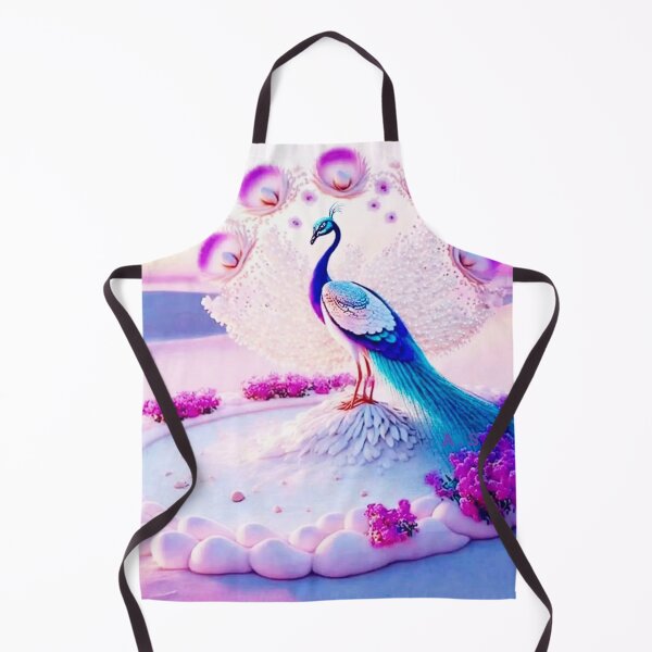 Item preview, id33 Phoenix standing on the white sands and white stones in the desert, peacock, hush tree where pink and white colors are used a lot and stones,peacock with blue and navy head, blue and white wings designed and sold by bcbutika.
