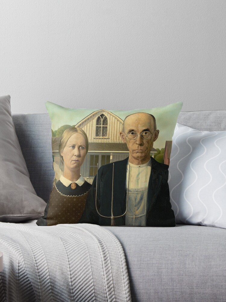 American Gothic #6 Throw Pillow by Grant Wood - Fine Art America