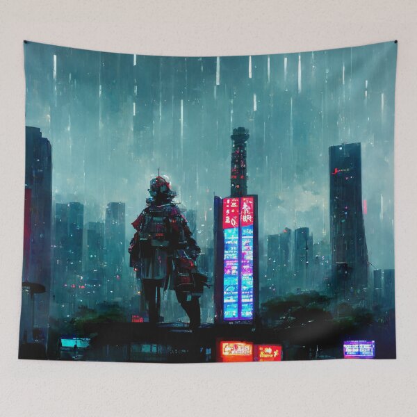 Item preview, Cybernaut - Cyberpunk Cityscape Skyline designed and sold by ArkMinted.