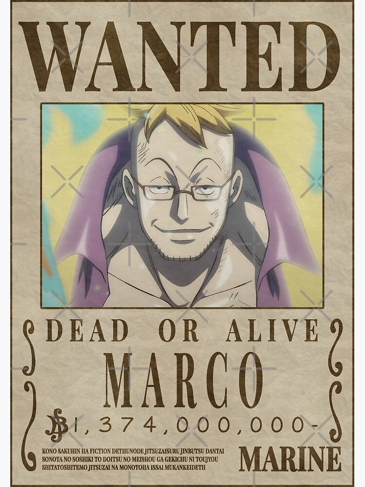 One Piece Wanted Poster - MARCO Sticker by Niklas Andersen - Pixels