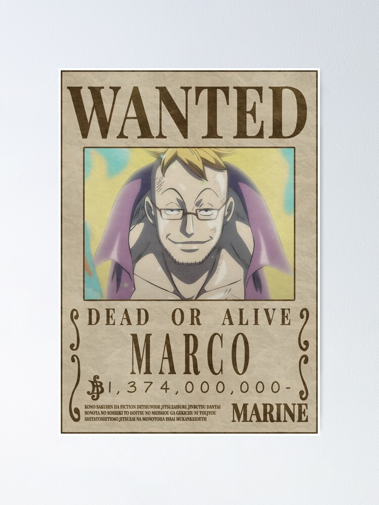One Piece anime Wanted Poster - Marco Bounty official merch