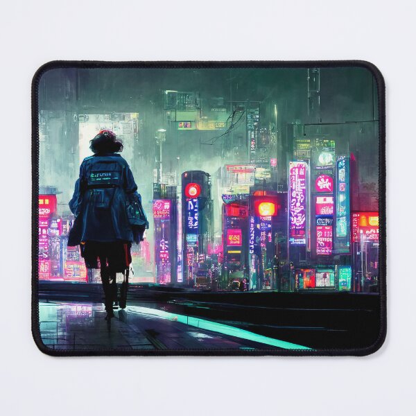 Item preview, Circuit Stroll - Cyberpunk Cityscape Skyline designed and sold by ArkMinted.