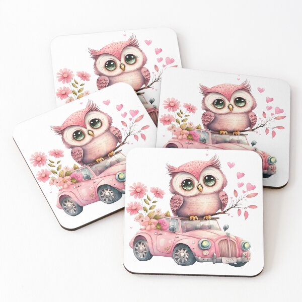Item preview, Beautiful owl on the pink car designed and sold by Blue-Fall.