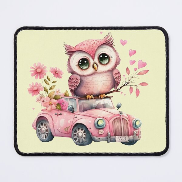 Item preview, Beautiful owl on the pink car designed and sold by Blue-Fall.