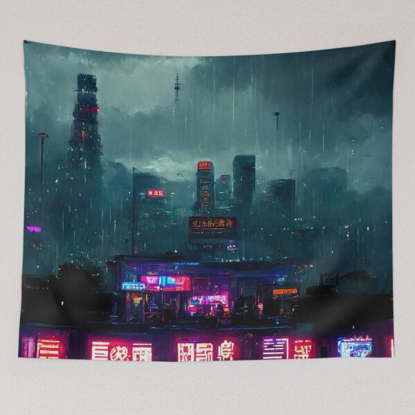 Item preview, Cyberion - Cyberpunk Cityscape Skyline designed and sold by ArkMinted.