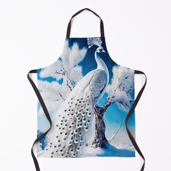 Item preview, id34 A wonderful snowy and sunny winter landscape, a tree with snow on it, a wonderful white peacock with white and blue feathers, phoenix, Snow Love, Snow Queen, Snow angel, Love, Romance, designed and sold by bcbutika.