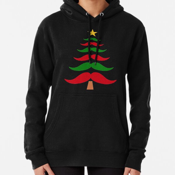 Mustache Christmas Tree Pullover Hoodie