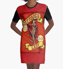 TATTOOED LADY; Vintage Circus Advertising Print Graphic T-Shirt Dress