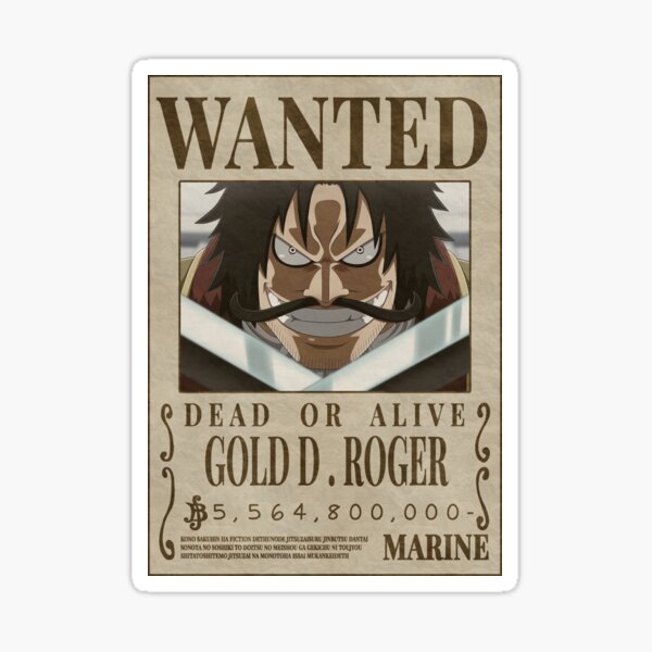 Sticker for Sale avec l'œuvre « Gold D Roger Wanted poster prime d'une  seule pièce (prix mis à jour 2023) » de l'artiste justchemsou