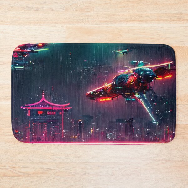 Item preview, Overflight - Cyberpunk Cityscape Skyline designed and sold by ArkMinted.