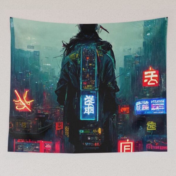 Item preview, Novis - Cyberpunk Cityscape Skyline designed and sold by ArkMinted.