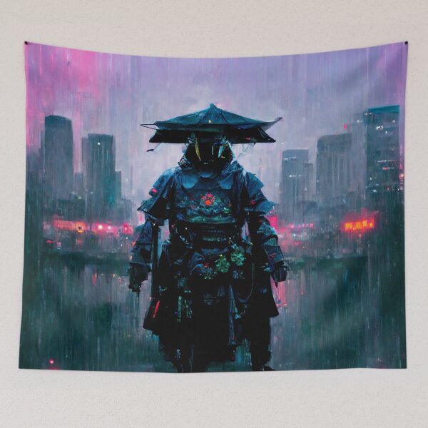 Item preview, Mission - Cyberpunk Cityscape Skyline designed and sold by ArkMinted.