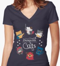 Dungeons and Cats Women's Fitted V-Neck T-Shirt