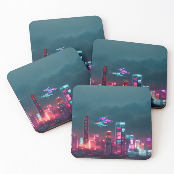 Item preview, Lo-fi Flight Zone - Cyberpunk Cityscape Skyline designed and sold by ArkMinted.