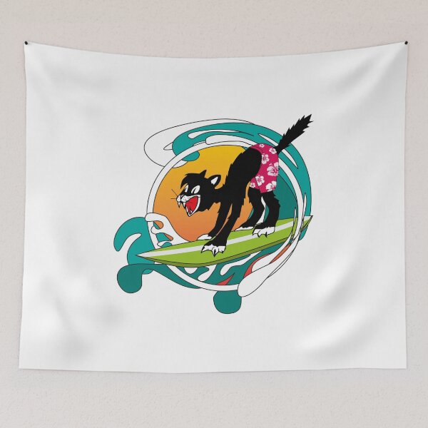 Item preview, Surfing cat animals on boards art designed and sold by masatomio.