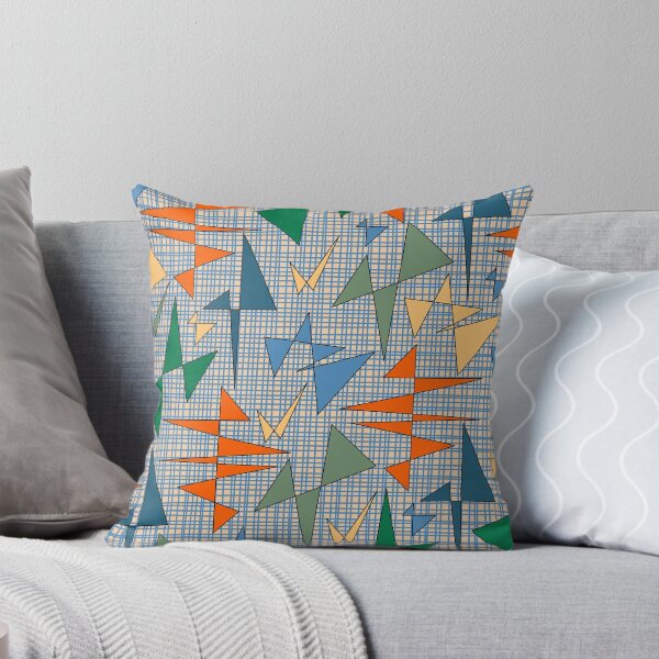 Item preview, Mid Century Modern Triangulation Multicolor Abstract Pattern Weave Blue Green Orange designed and sold by kierkegaard.