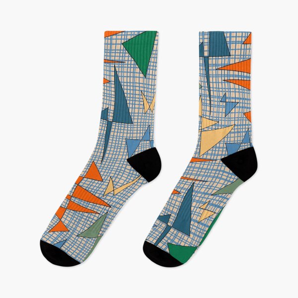 Item preview, Mid Century Modern Triangulation Multicolor Abstract Pattern Weave Blue Green Orange designed and sold by kierkegaard.