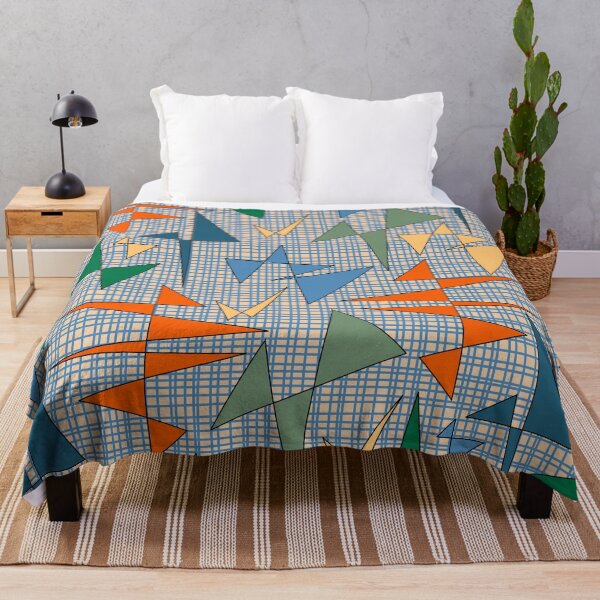 Item preview, Mid Century Modern Triangulation Multicolor Abstract Pattern Weave Blue Green Orange designed and sold by kierkegaard.