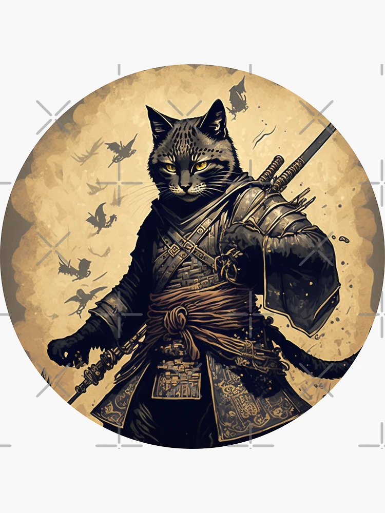 Samurai Ninja Cartoon-Aufkleber Chibi-Stil. Mittelalterliche süße:  Stockillustration 2305092623