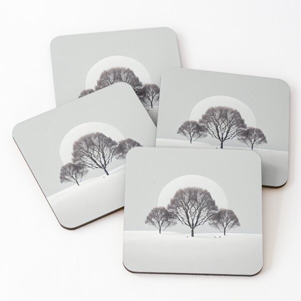 Item preview, Flat Simple Winter Trees Landscape Moon Digital Painting designed and sold by CodeAndColors.