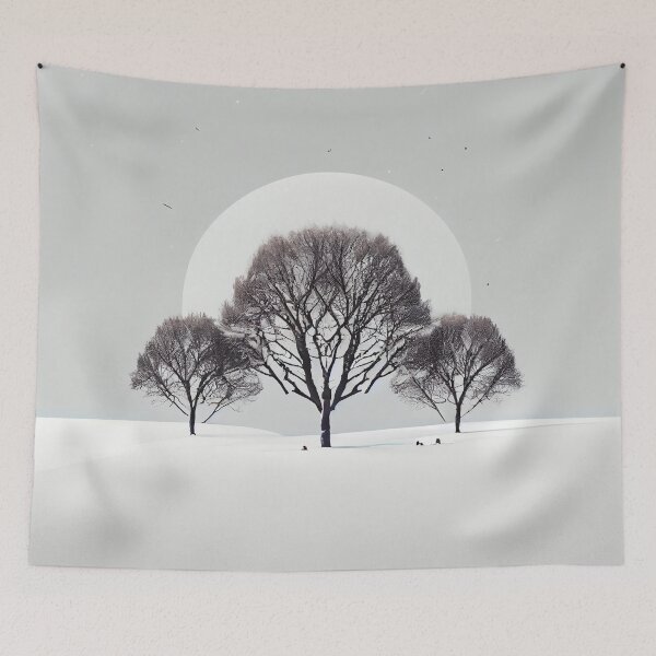 Item preview, Flat Simple Winter Trees Landscape Moon Digital Painting designed and sold by CodeAndColors.