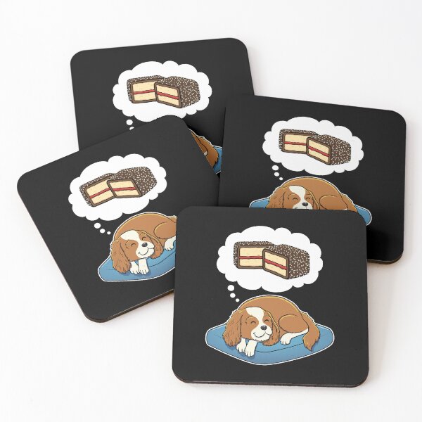 Item preview, Cavalier King Charles Spaniel dreaming about Lamingtons designed and sold by DoggieDelights.