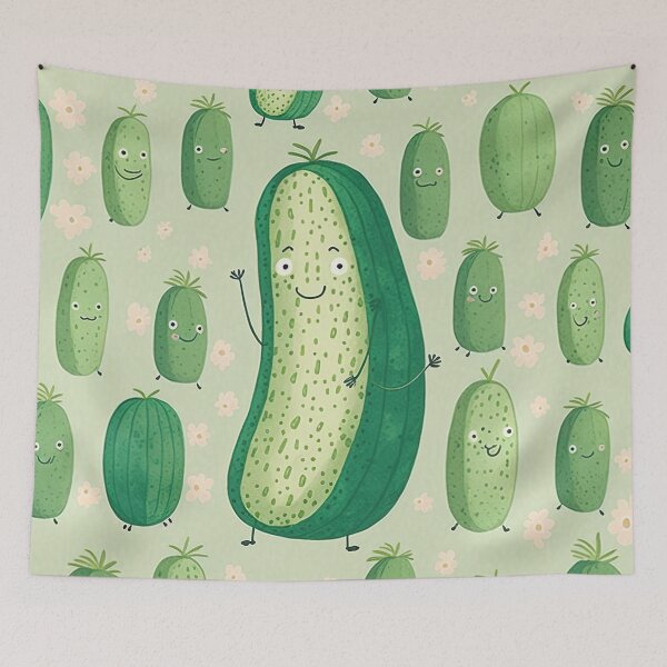 Item preview, The happiness of cucumbers: a colorful pattern designed and sold by Papouilles.
