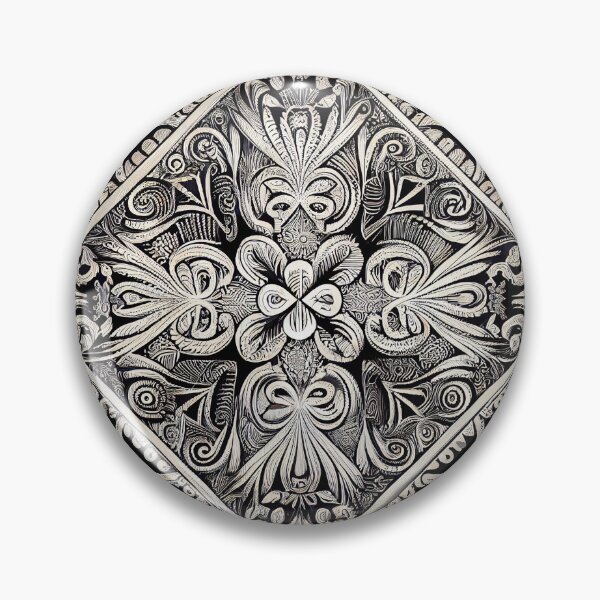 Artikelvorschau, Symmetrical Monochromatic New Traditional Pattern Digital Painting entworfen und verkauft von CodeAndColors.