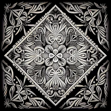 Vorschaubild zum Design Symmetrical Monochromatic New Traditional Pattern Digital Painting von CodeAndColors