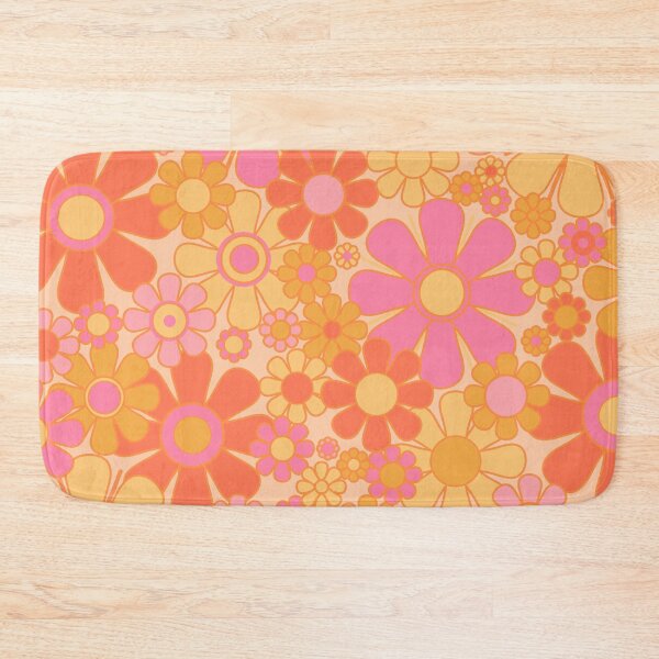 Item preview, Retro Garden Flowers Groovy Pastel 60s 70s Floral Pattern Pink Orange Mustard Yellow designed and sold by kierkegaard.