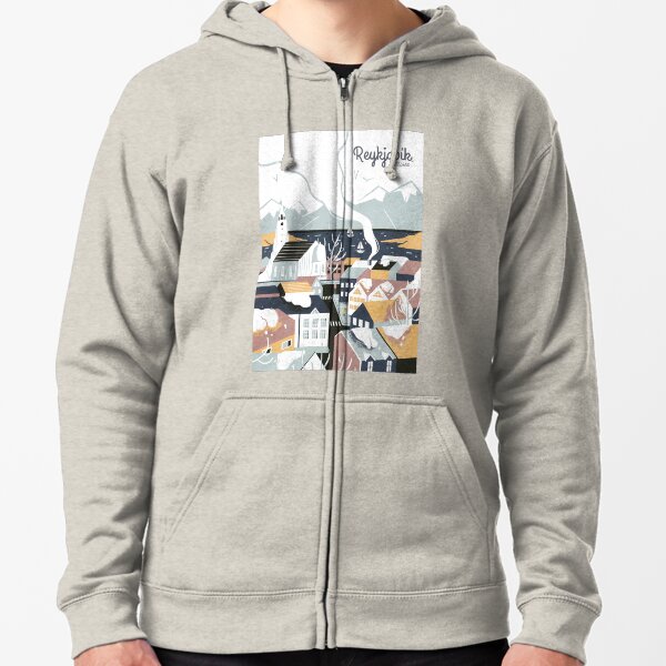 Reykjavik, Iceland, Travel poster Zipped Hoodie