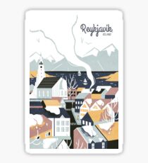 Reykjavik, Iceland, Travel poster Sticker