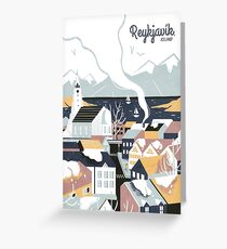 Reykjavik, Iceland, Travel poster Greeting Card