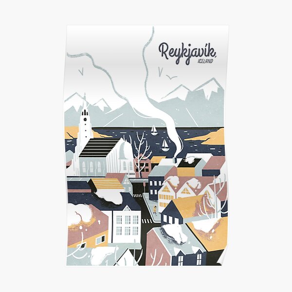 Reykjavik, Iceland, Travel poster Poster
